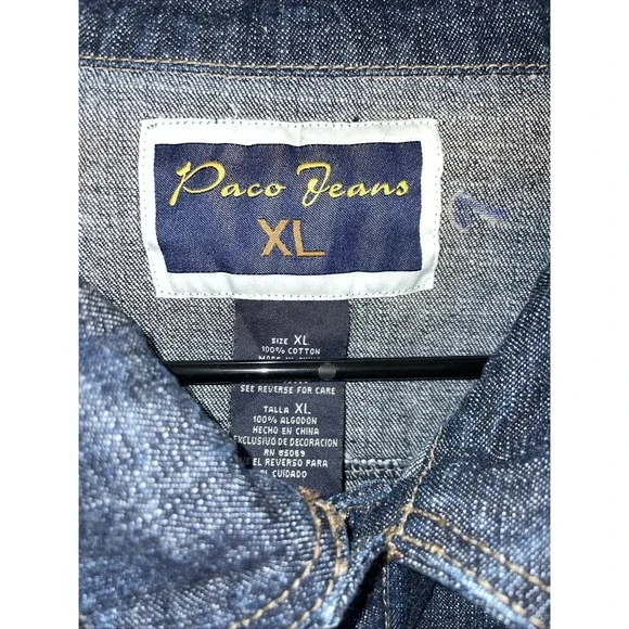 Vintage 1990s Paco Jeans Dragon Embroidered Style Denim Jacket NavySize XL